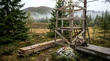 Jakttårn plassert i jaktterreng